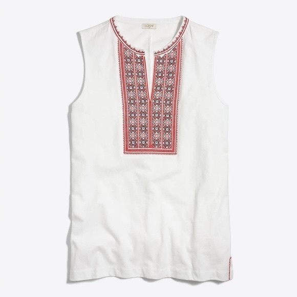 J.Crew Embroidered Placket Tank Top - Picture 1 of 2